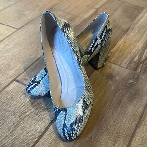 Cole Haan Light Blue Snakeskin Heels
